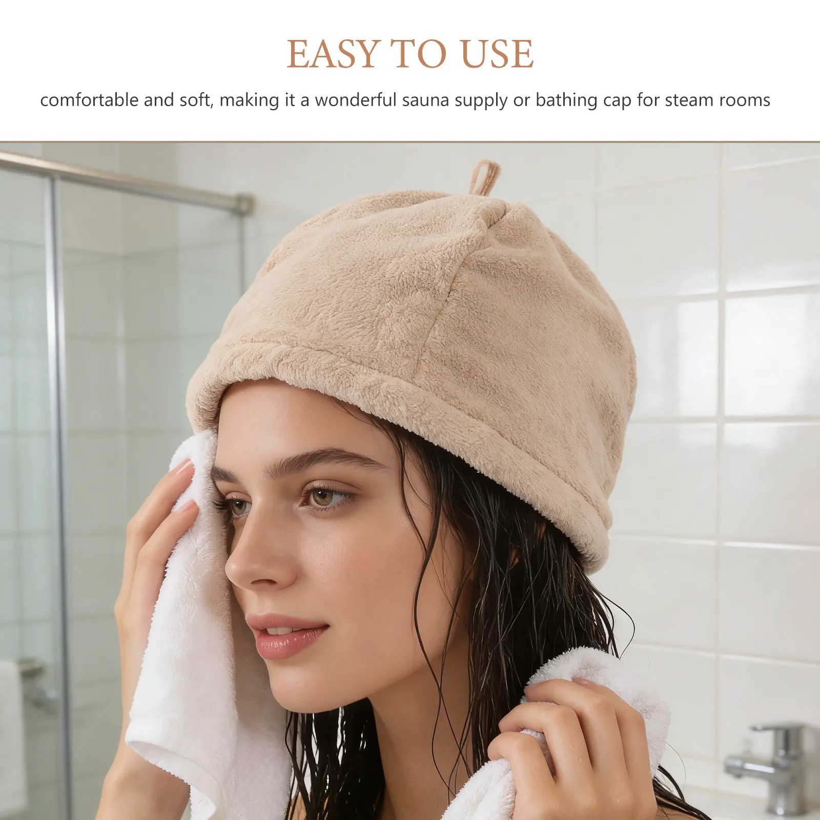Insulated Sauna Hat for Women and Men Traditional Russian Bath Hat Moisture Absorbing Sauna Hair Drying Cap Khaki