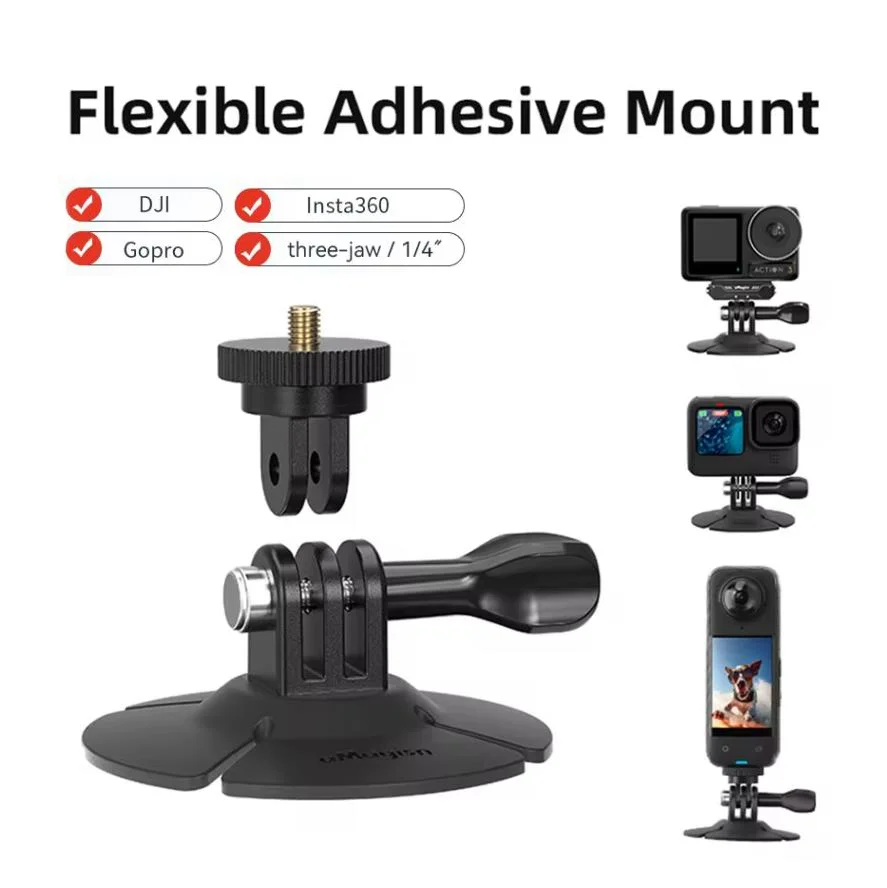 

aMagisn Flexible Adhesive Mount Helmet Base for Any Flat Curved Surfaces Compatible Gopro Hero 13 12 DJI Insta360 X4 Accessories