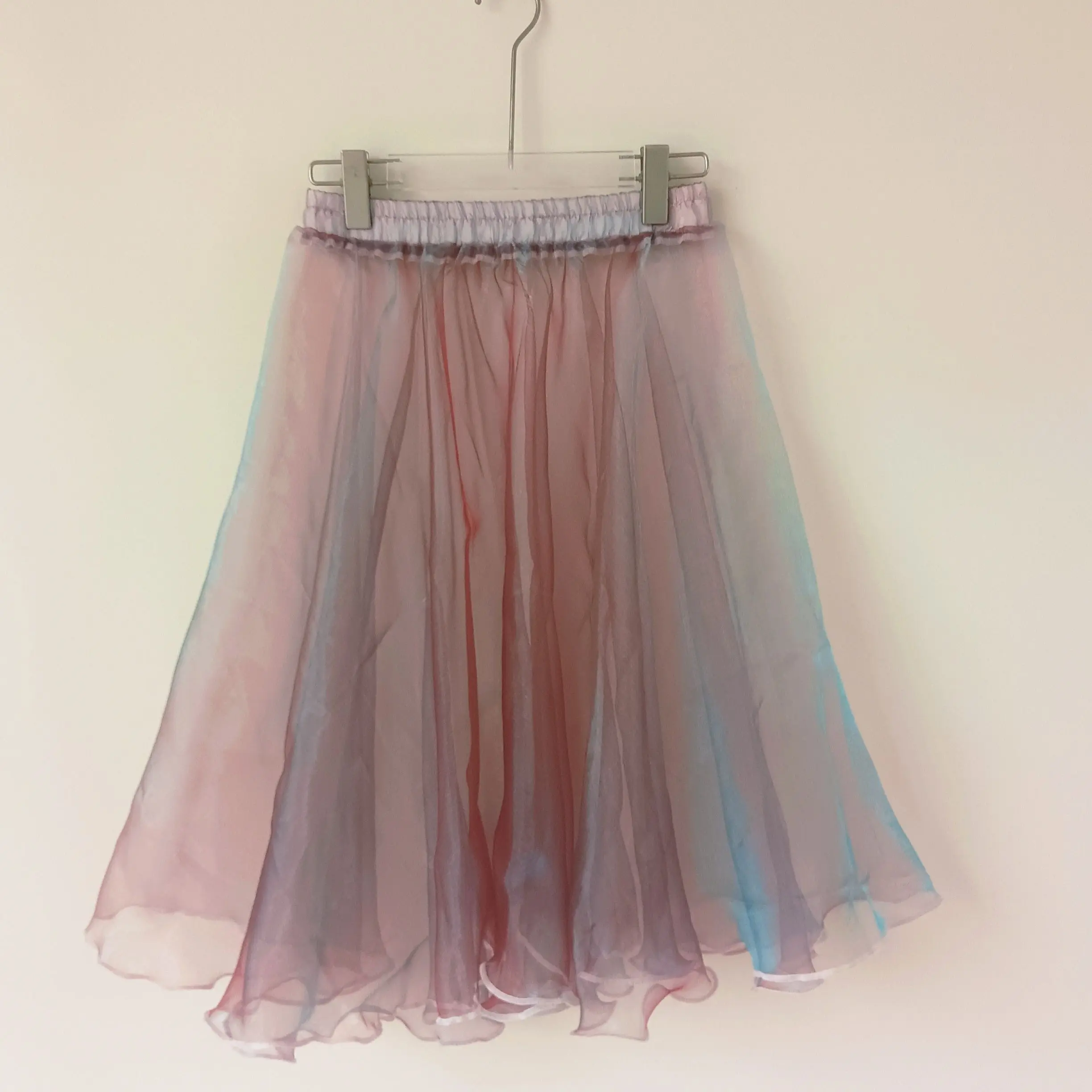 

360 Degree Sheer Gradient Ombre See Through Tulle Pleated Skirt Women Elegant Bottoms