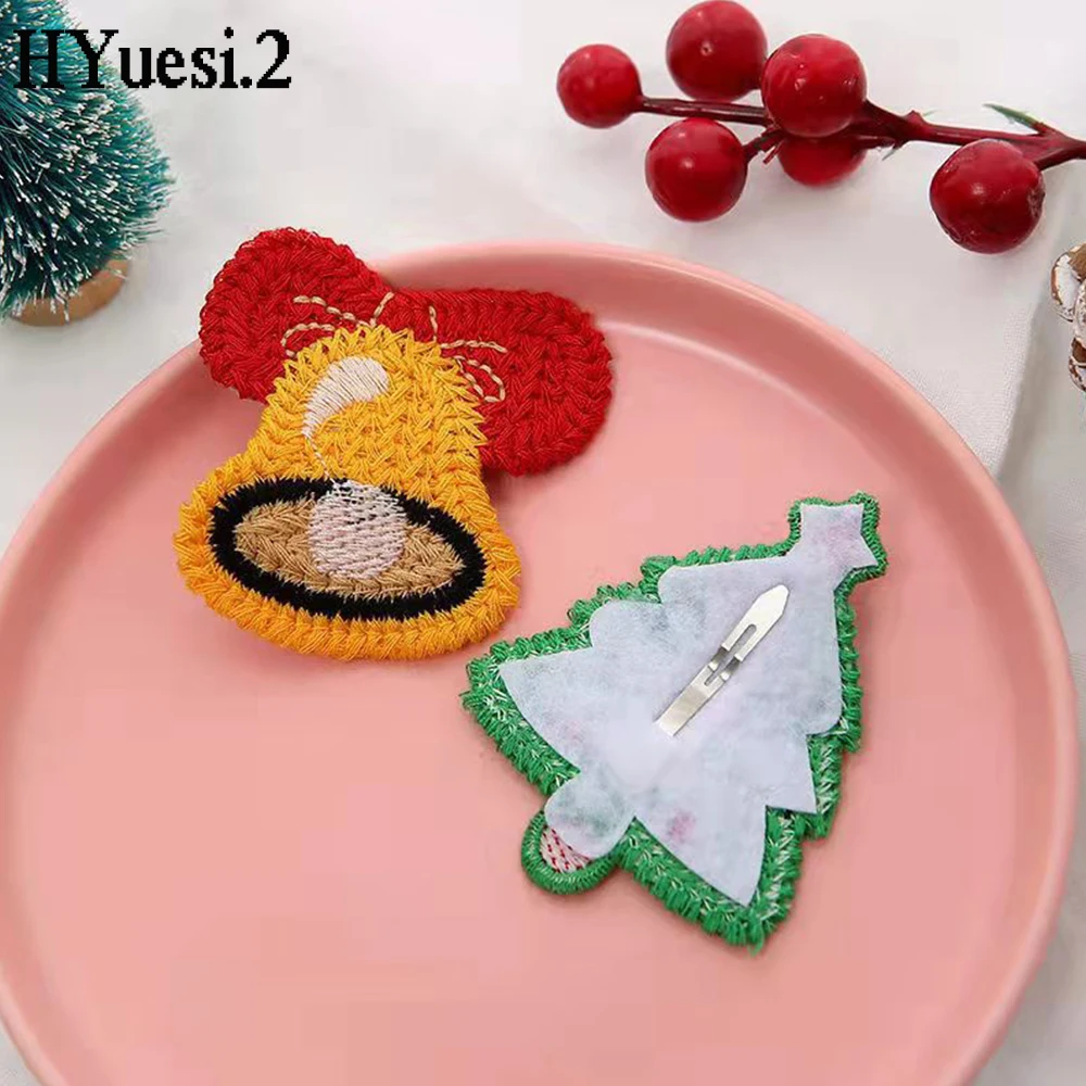 Christmas Snap Hairpins Toddlers Knitted Snowman Elk Xmas Tree Hair Clips Girl Kid Side Bangs Hair Barrettes For Party Headwear