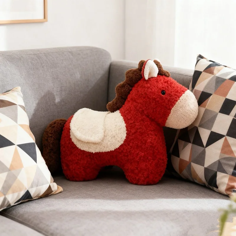 

Creative Year of the Horse shaped Plush Doll Sofa Living Room Spring Festival Decoration Ornament Car Pillow Home Pillow