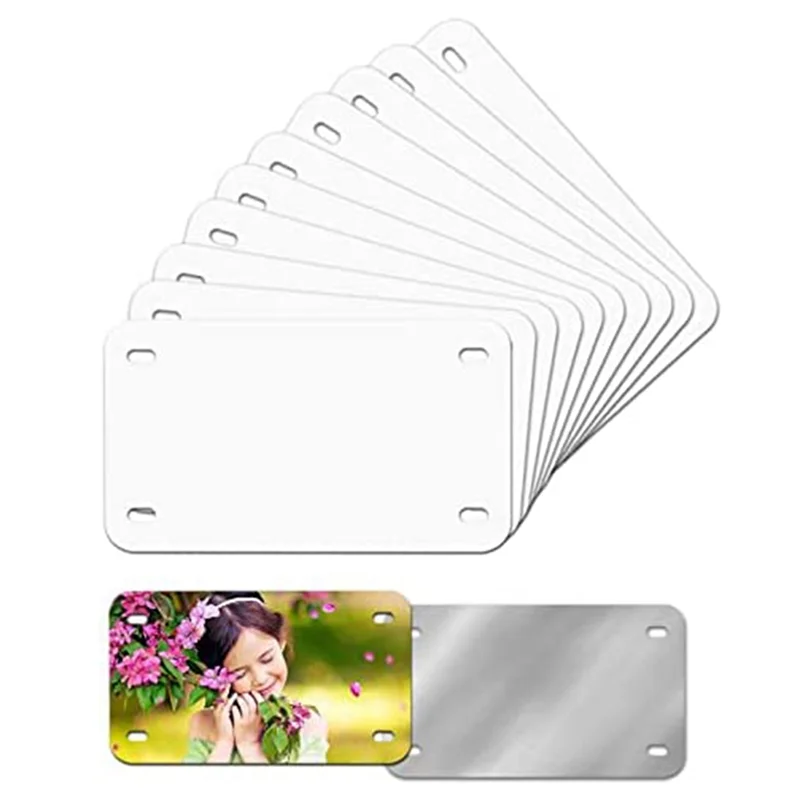 7 Inch x 4 Inch 10 Pack Sublimation License Plate Blanks,Heat Thermal Transfer DIY Picture,Aluminum License Plate Tag