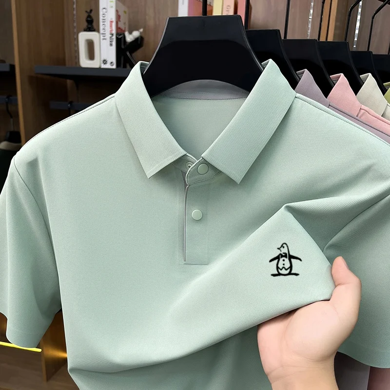 Classic men luxury brand designer original simple solid color polo shirt summer new comfortable breathable ice silk short sleeve