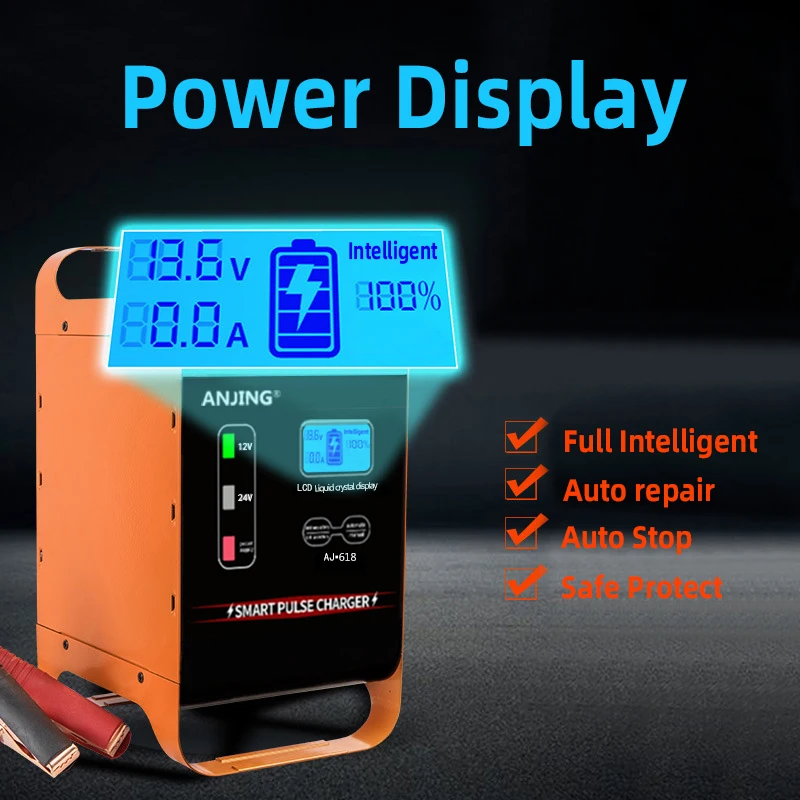 Universal 400W/600W Car Charger 12V 24V SUV TruckAutomotive Battery Charger 50A/30A  Car Battery Charger for Lead-acid Battery