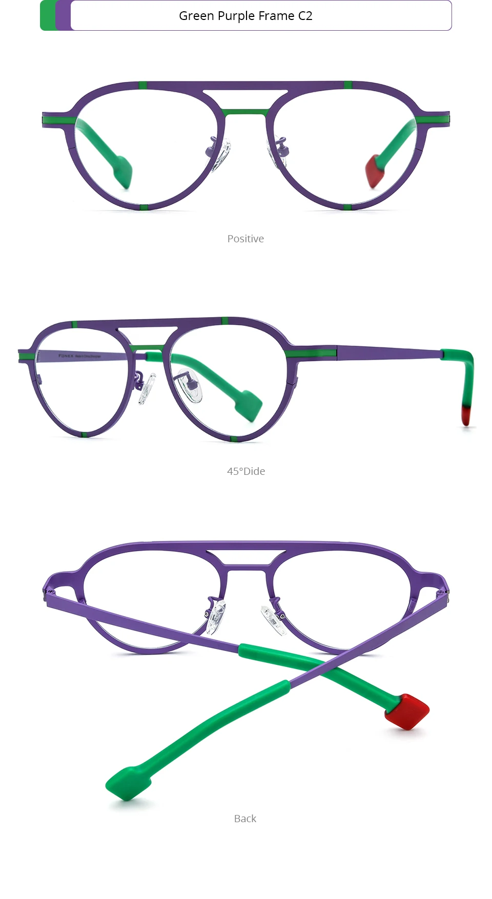 FONEX Reines Titan Brillengestell Damen 2025, neue trendige Mode, Markendesign, Polygon-Brillen, Herren, hochwertige Brillen 85841 – Detail 8
