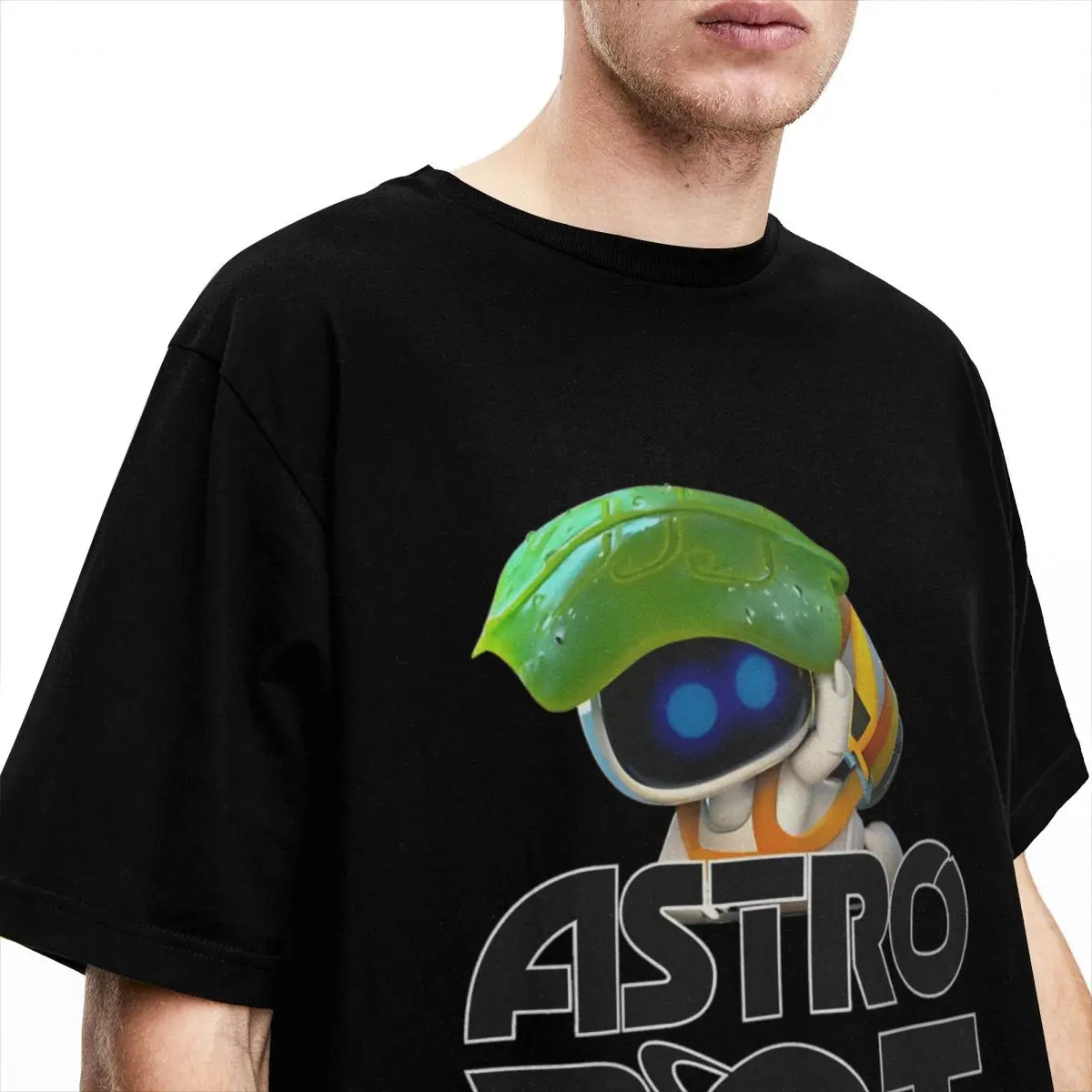 ASTRO BOT Rescue Mission LOGO With Bot T Shirt for Men Cotton T-Shirts O Neck Astrobot Tee Shirt Short Sleeve Clothes Printing