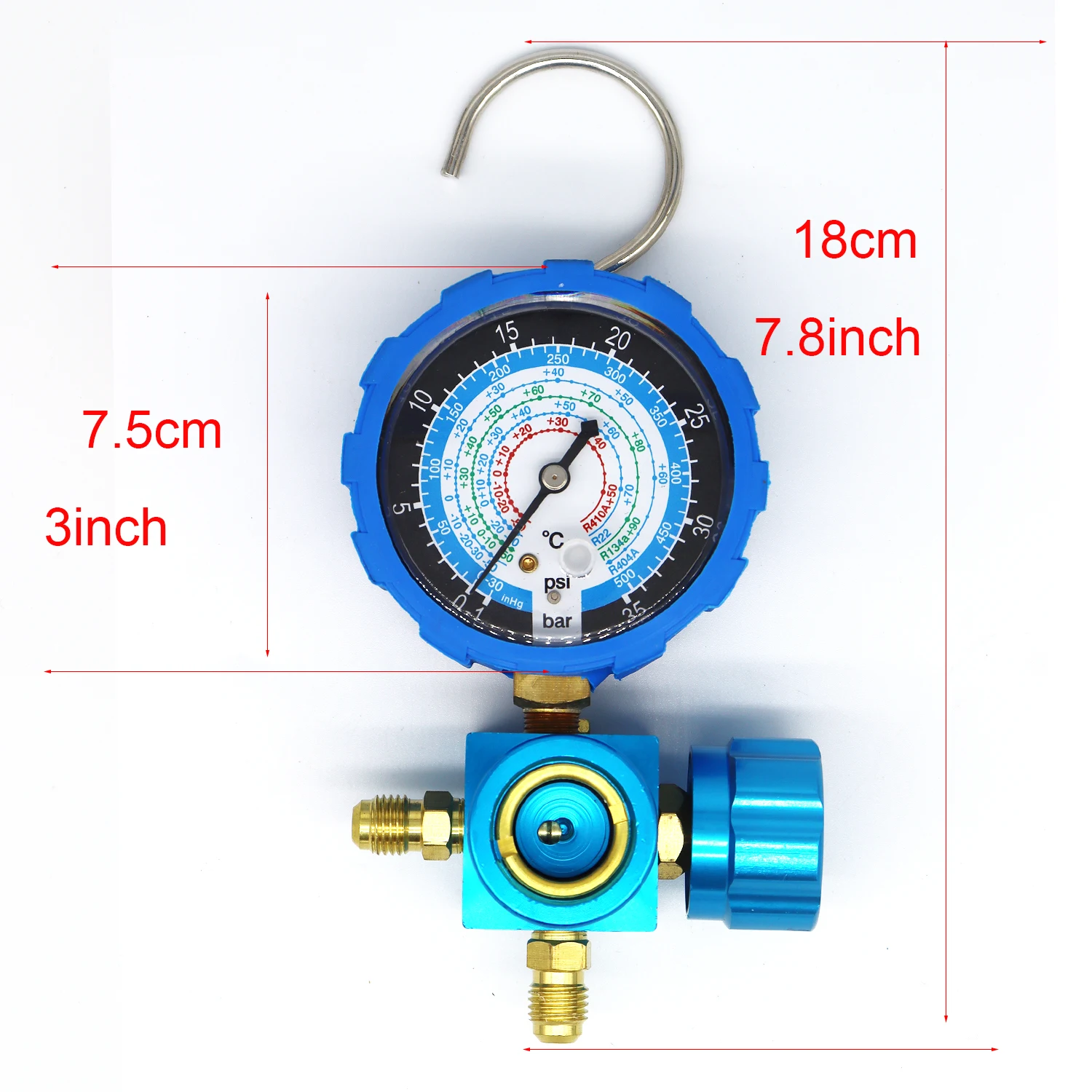 Air Condition Manifold Gauge for R22/R410A/R134A/R404A High and Low Pressure A/C Refrigeration Tool with Sight Glass