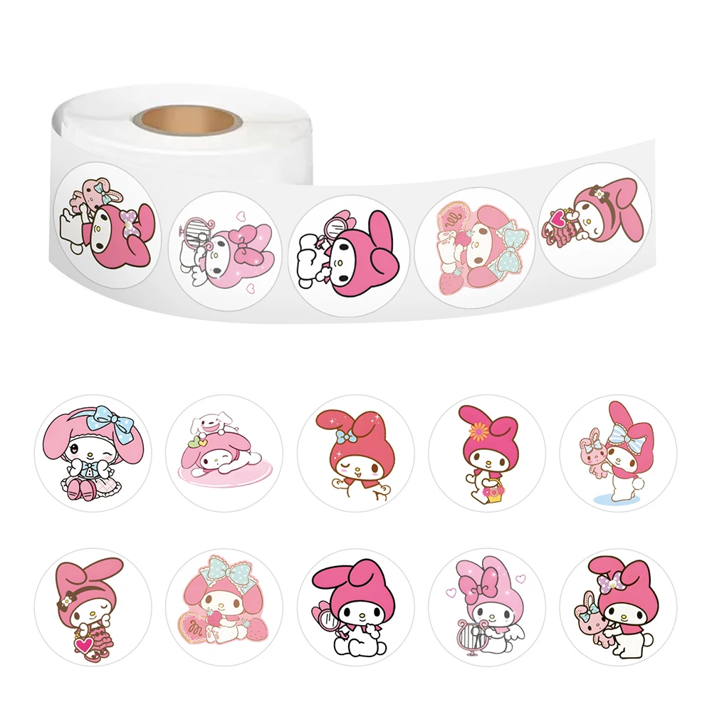 

500pcs/Roll Cute Sanrio Pink My Melody Cartoon Stickers Roll Laptop Scrapbook Phone Suitcase Decoration Sticker Kid Classics Toy