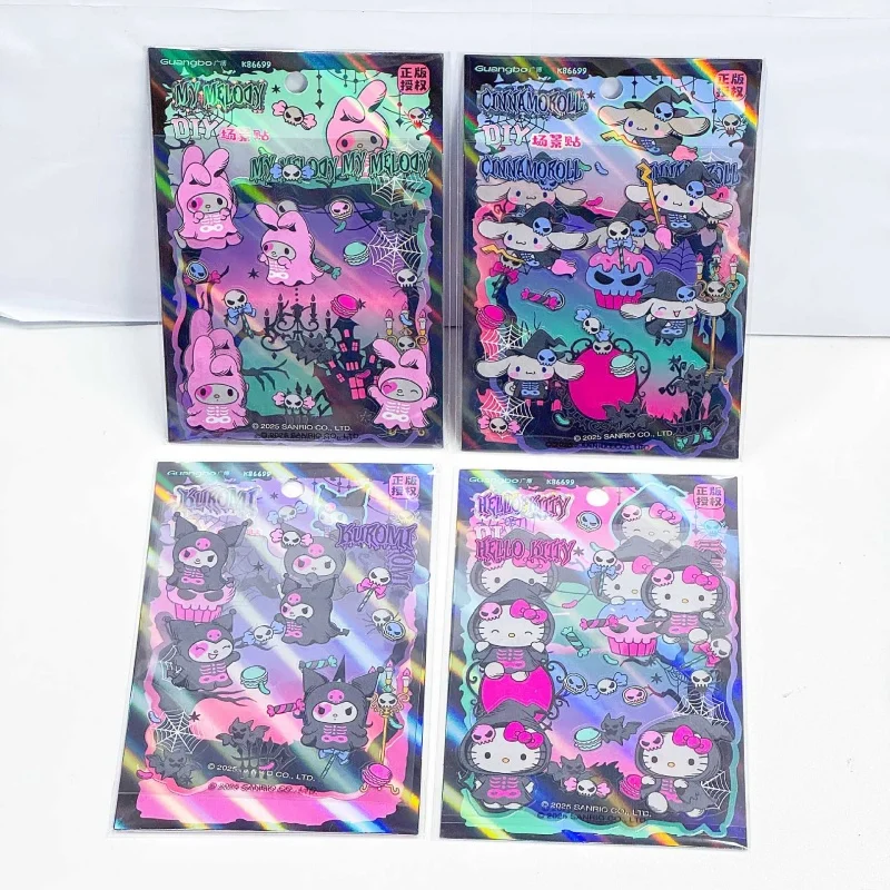 

24pack/lot Sanrio Melody Kuromi Cinnamoroll Kitty Stickers Cute Scrapbooking DIY Diary Decorative Sticker Album Stick Label