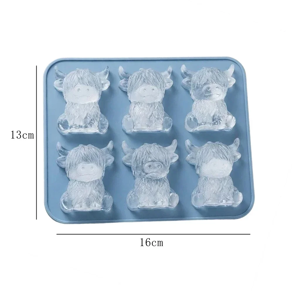 

1/6 Holes Silicone Ice Cube Mold, Highland Cow Shape Ice Maker for Beverages & Coffee, Candy Biscuit Baking Mould