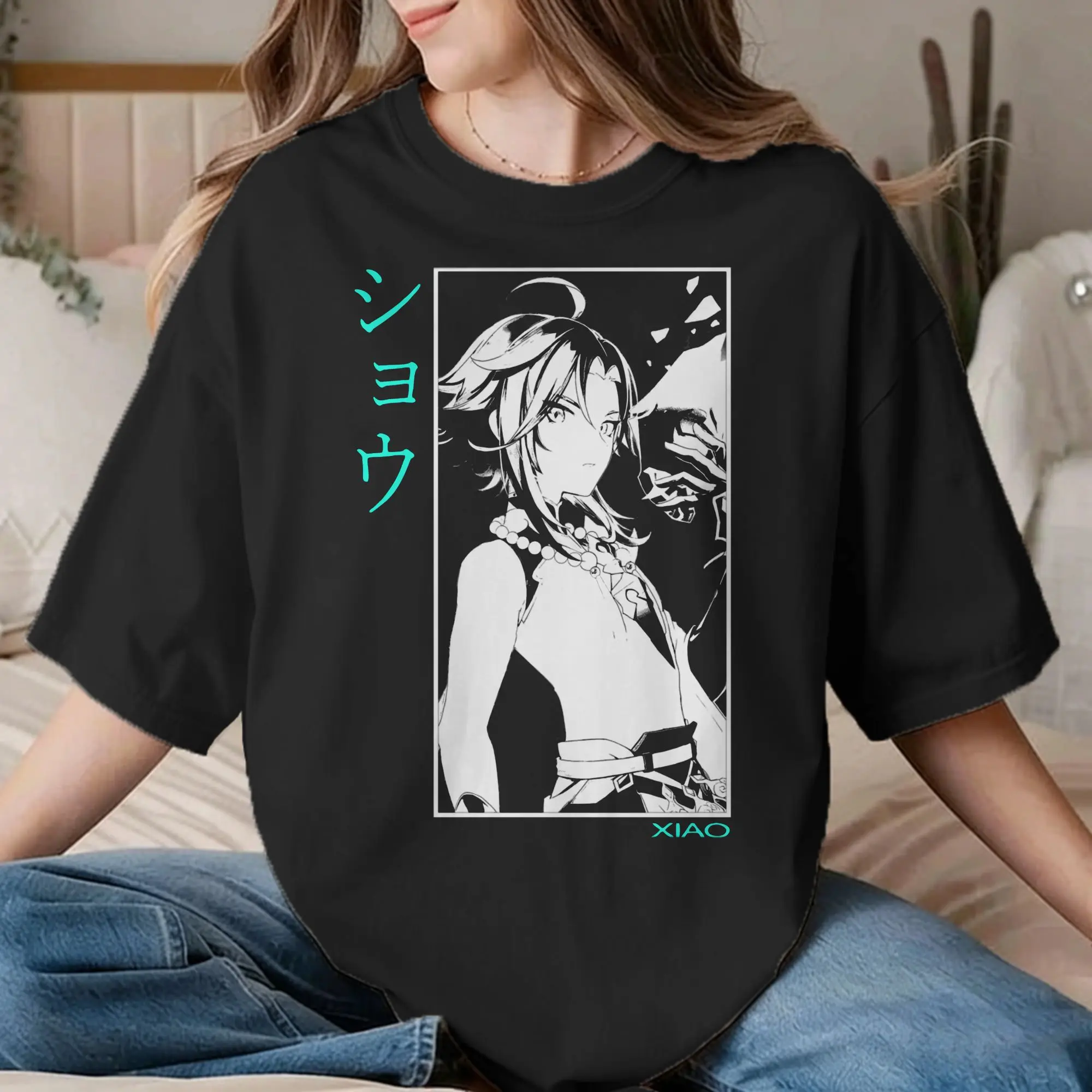 Xiao for Men Women T Shirt Genshin Impact Anime Paimon Diluc Game Vintage Tee Shirt Crew Neck T-Shirt Cotton Gift Idea Clothes