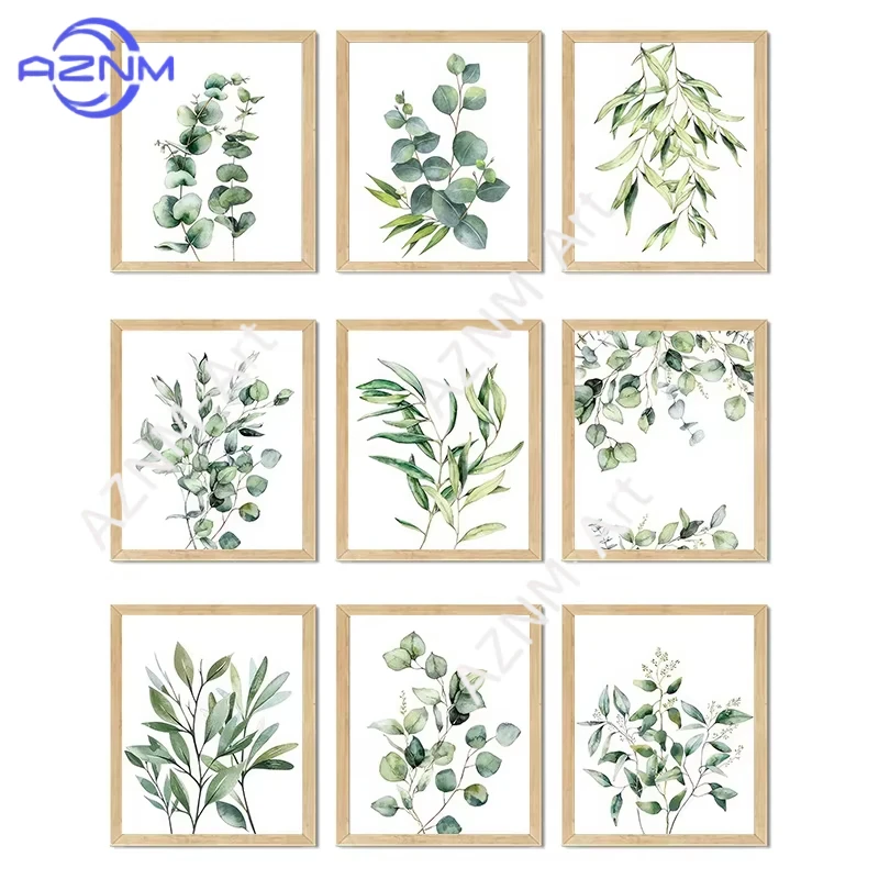 1PC Greenery Leaves Posters Scandinavian Eucalyptus Leaf Canvas Painting Minimalist Room Wall Art Home Decor Mural