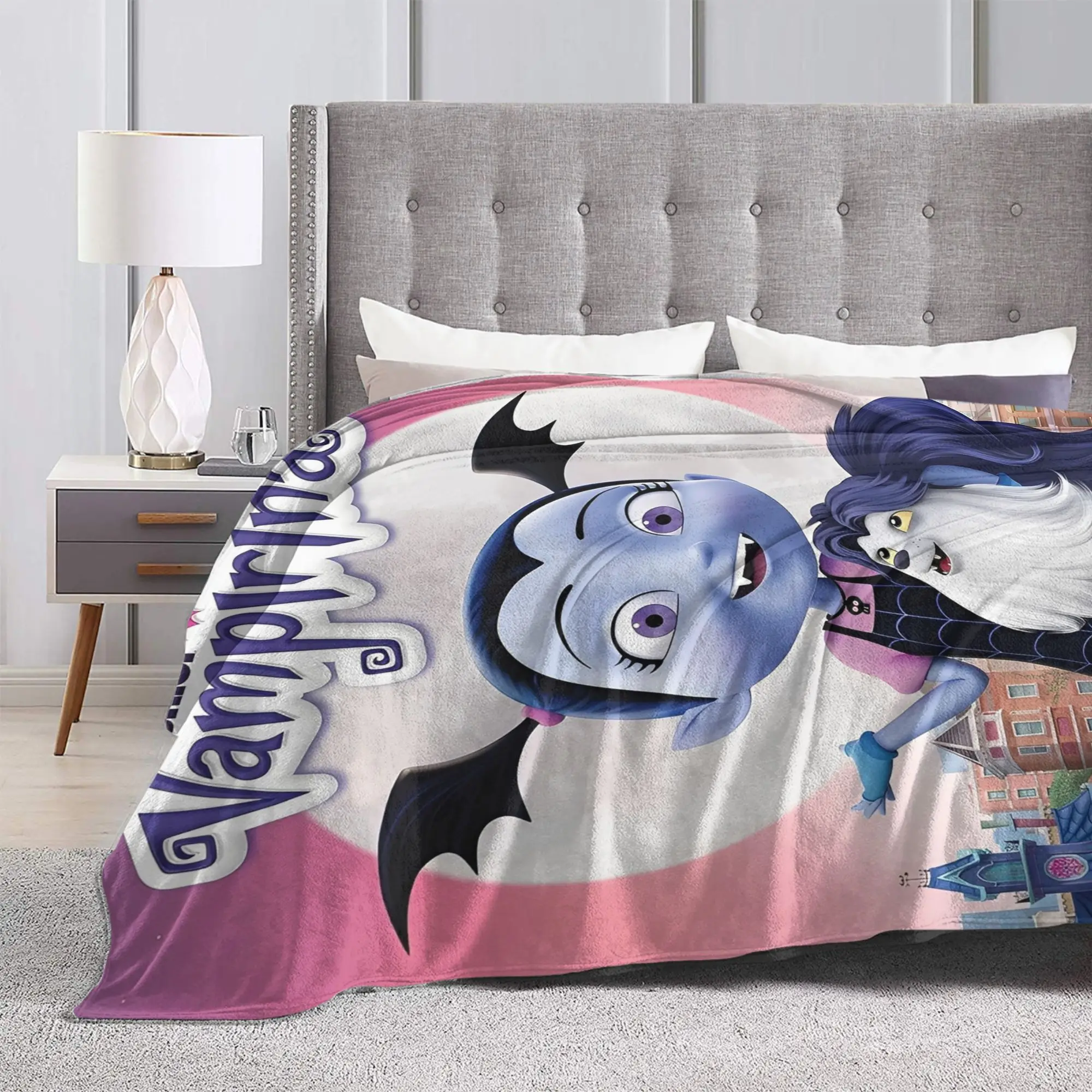 vampirina في سن المراهقة مصاص دماء بطانية مطبوعة للرجال النساء سوبر لينة دافئ رمي البطانيات للسرير 50x60 بوصة أحجام متعددة #3