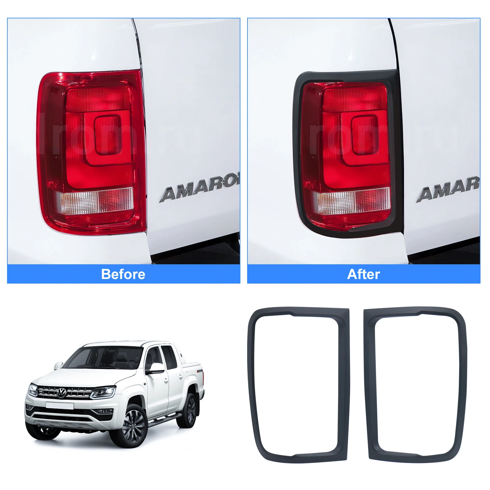 Car Accessories Kit tail lights Cover Trim for Vw Amarok 2009-2022 Volkswagen Amarok V6  4X4 Car Stying Matte Black 2 Pcs/set