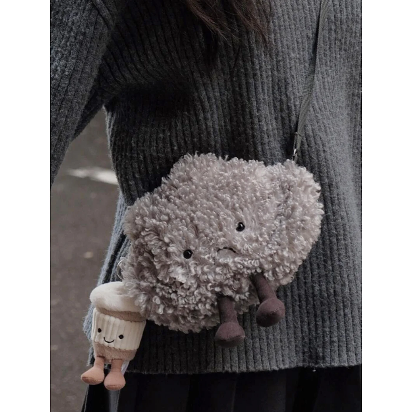 

Милая пушистая сумка с облачным дизайном, повседневная сумка через плечо для мобильного телефона на одно плечо, мягкий полиэстер, застежка-молния