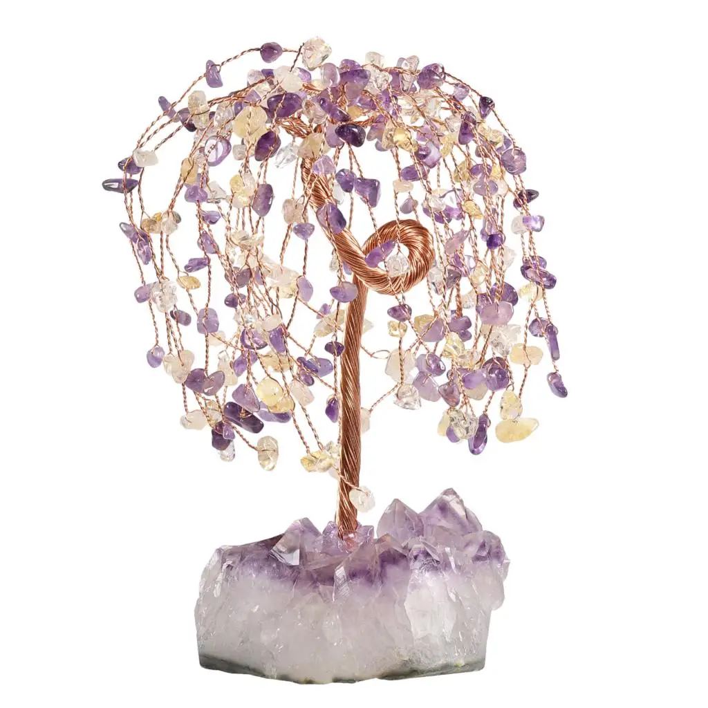 Imagem -03 - Lucky Money Tree com Cru Amethyst Cluster Árvore Bonsai de Cristal Feng Shui Home Decor Desktop Ornamentos