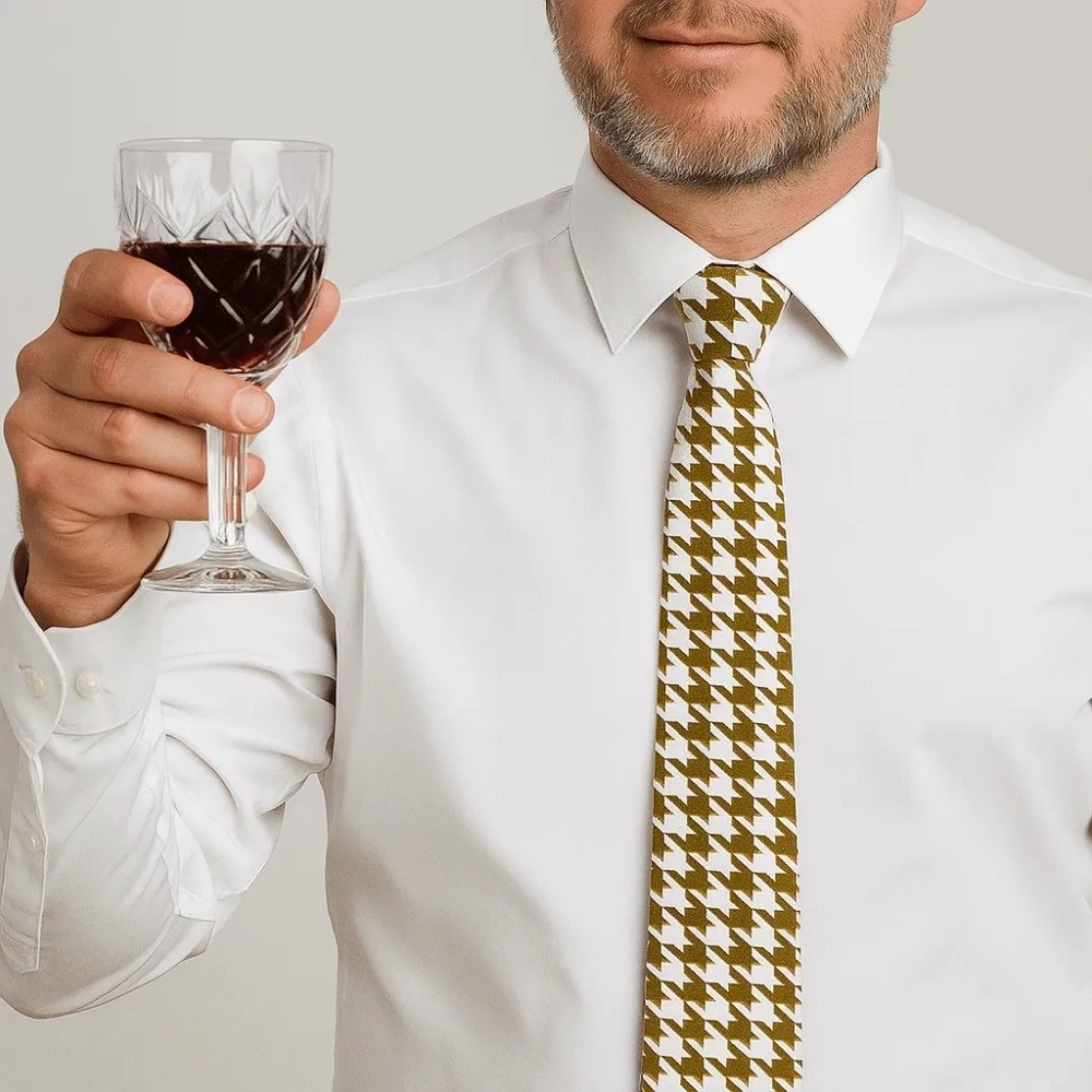 Casual 8cm Houndstooth Tie Adjustable Soft Classic Tie Hand Tied Narrow Men Necktie Shirt