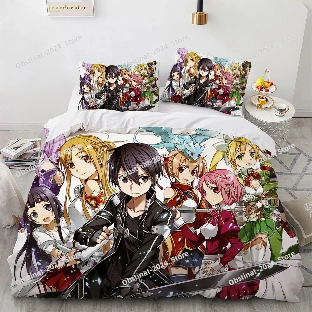Sword Art Online Bedding Set Printed Bed Set With Pillowcase Duvet Cover Soft Single Double Queen Super King Size Adults Kids