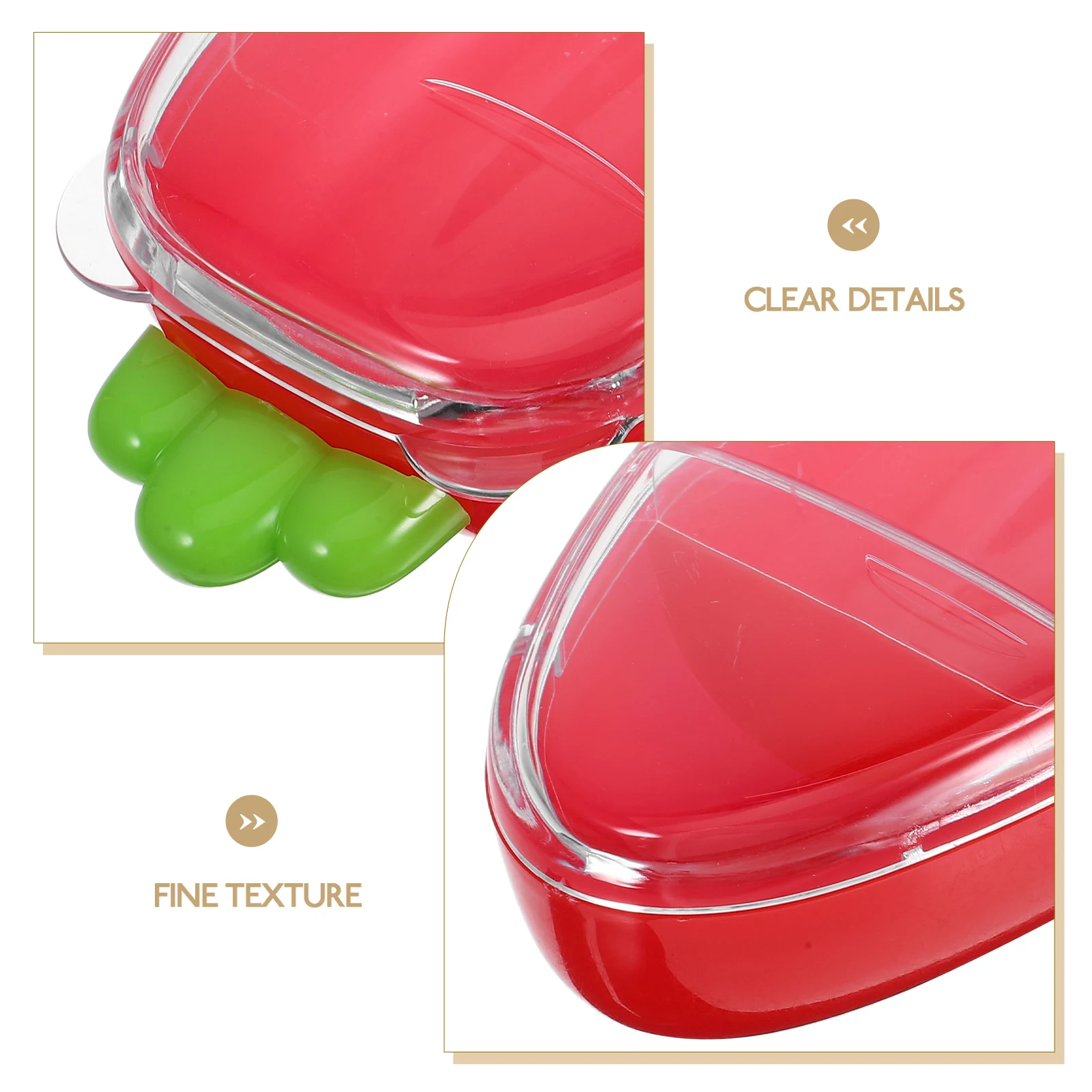 

Transparent Carrot Crisper Veggie Tray With Lid 2-Grid Design ABS Material Food Storage Red Color Divided Serving Trays Snack
