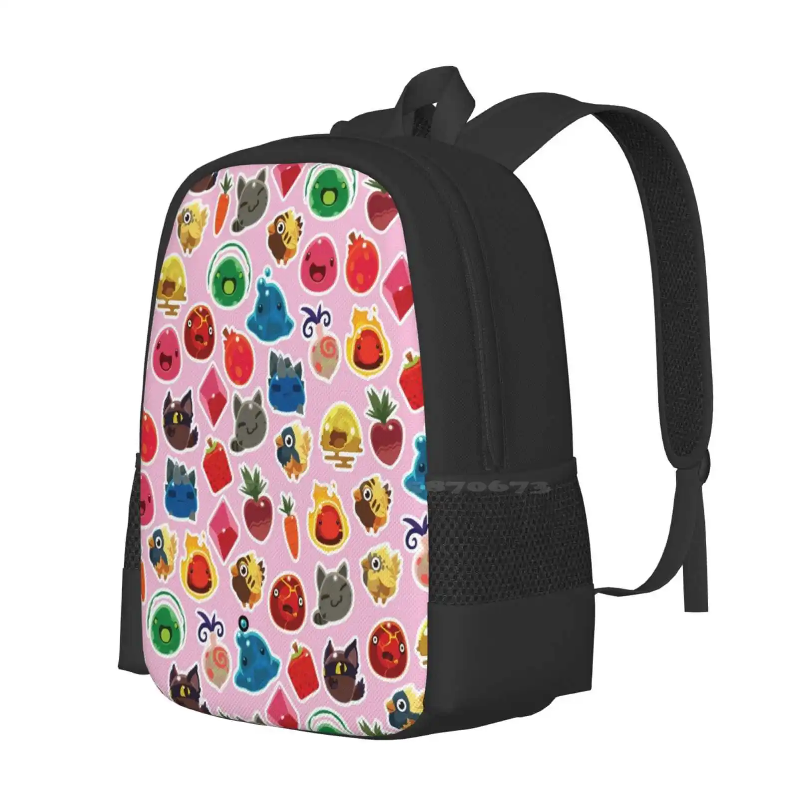 Cute Pink Slime Rancher Pattern Pattern Design Bag Student'S Backpack Slime Rancher Video Games Gamer Girl Chickadoo Hen Hen