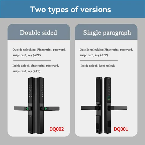 Imagen 2 del producto Cerradura de puerta inteligente de doble cara, tarjeta de contraseña impermeable con huella dactilar, aplicación Tuya, corte en puente para puerta de rejilla corredera de empuje para exteriores