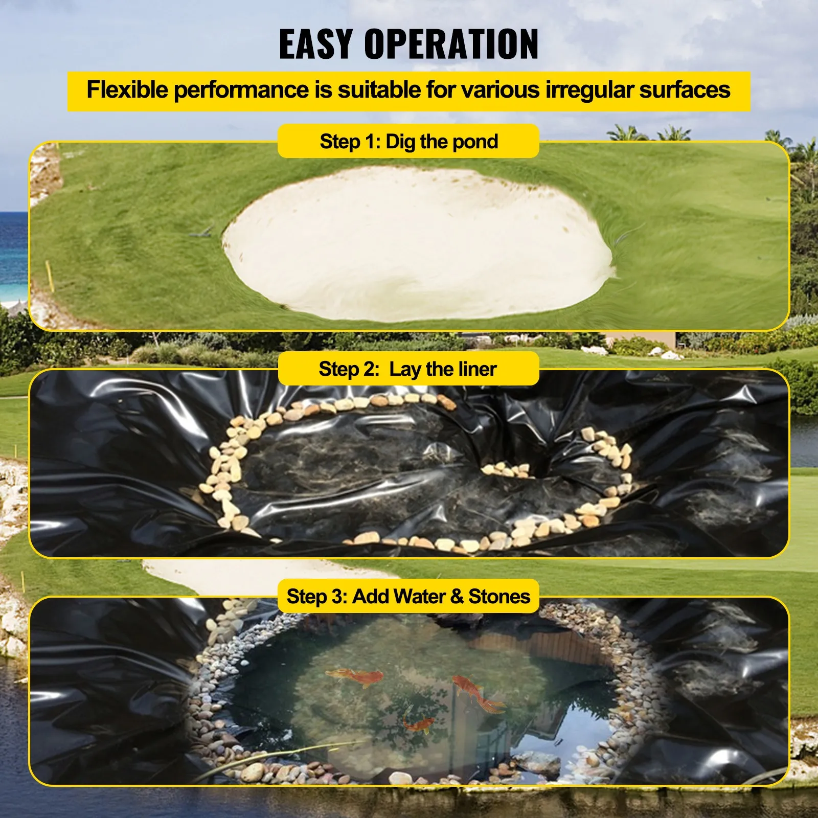 LLDPE Pond Liner Pond Liners 20 x 25ft 20 Mil Waterproof Fish Liner Fish