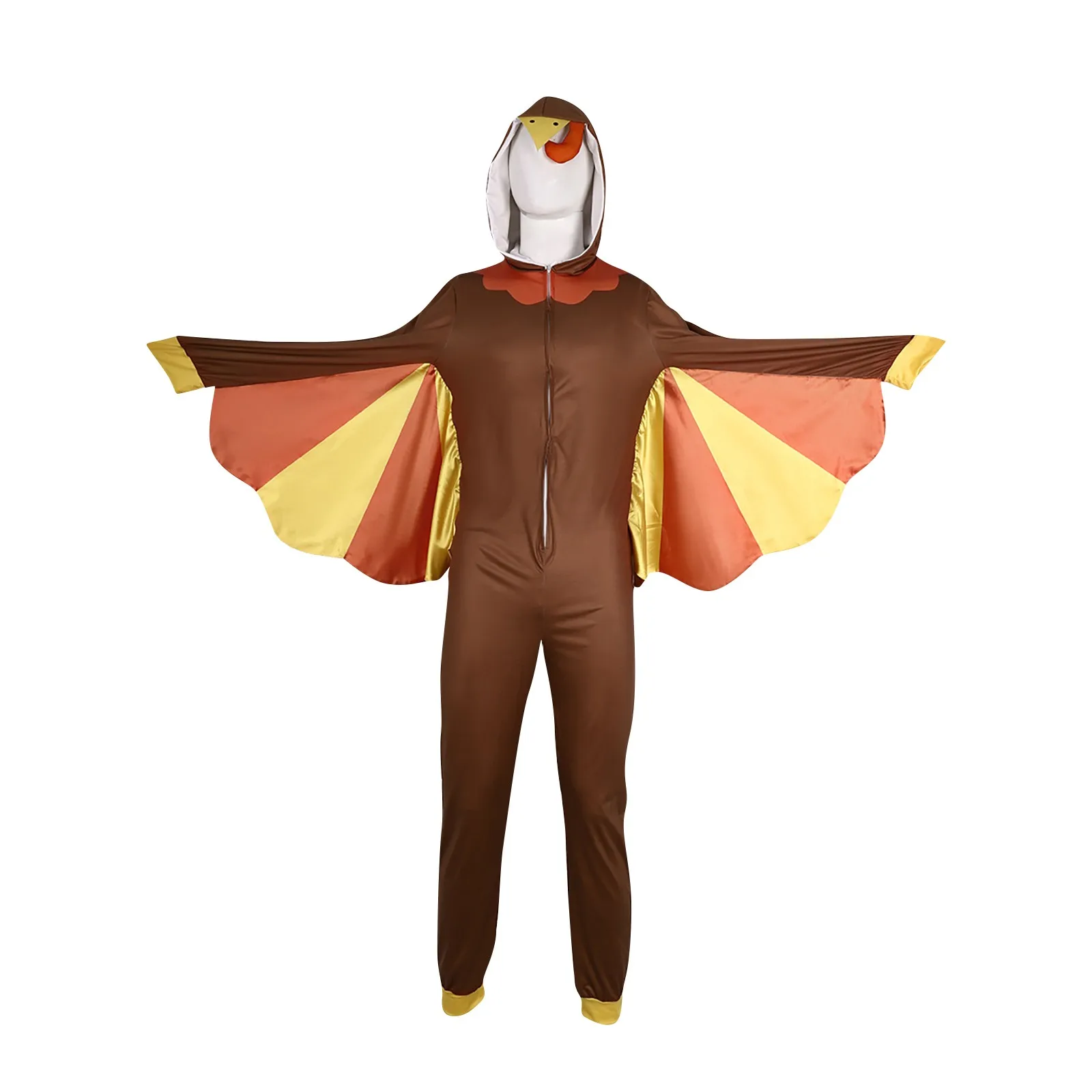 Halloween Turkey Shape Onesie Pajamas For Thanksgiving Long Sleeve Hooded Kigurumi Loungewear Funny Cosplay Costume