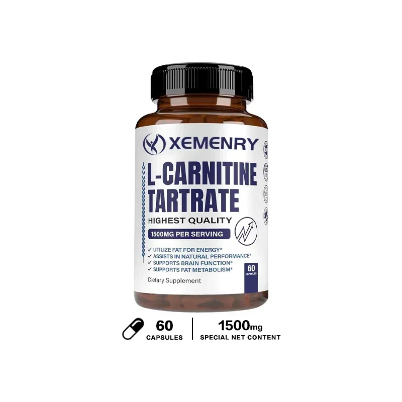 L-Carnitine Tartrate Premium Capsules 1500 mg - Natural Energy Production, Supports Metabolism