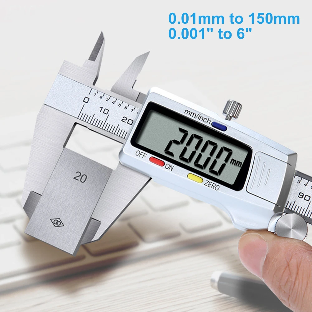 150mm Digital Caliper Stainless Steel Vernier Caliper Metal Micrometer With Large LCD Screen Electronic Caliper Measuring Tools