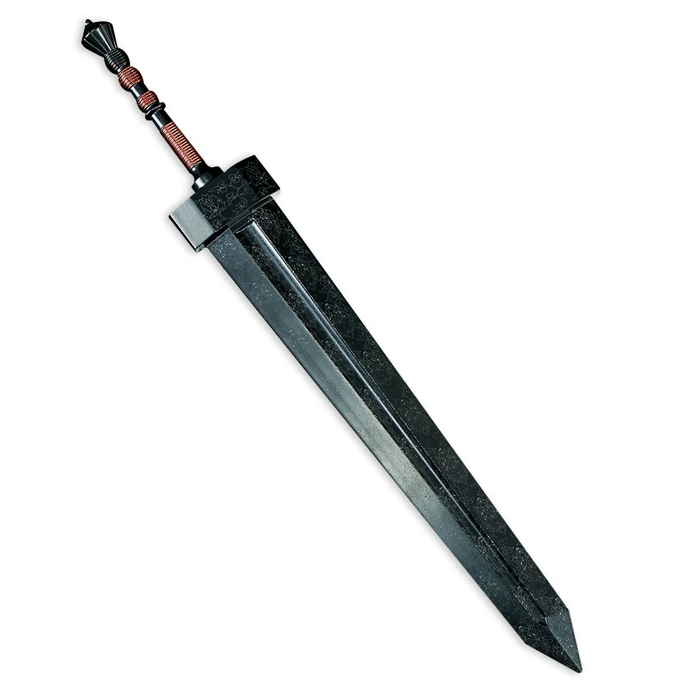 28cm/11.02in Eldenn Jogo Periférico Damasco Padrão de Aço Espada Gigante Arma de Metal Modelo Royal Samurai Kinfe Melee Brinquedos Artesanato