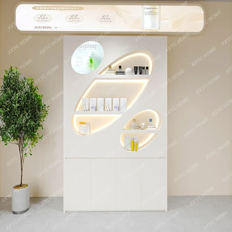 Solid wood paint beauty salon display cabinet high-end atmosphere, product rack, cosmetic display rack a50