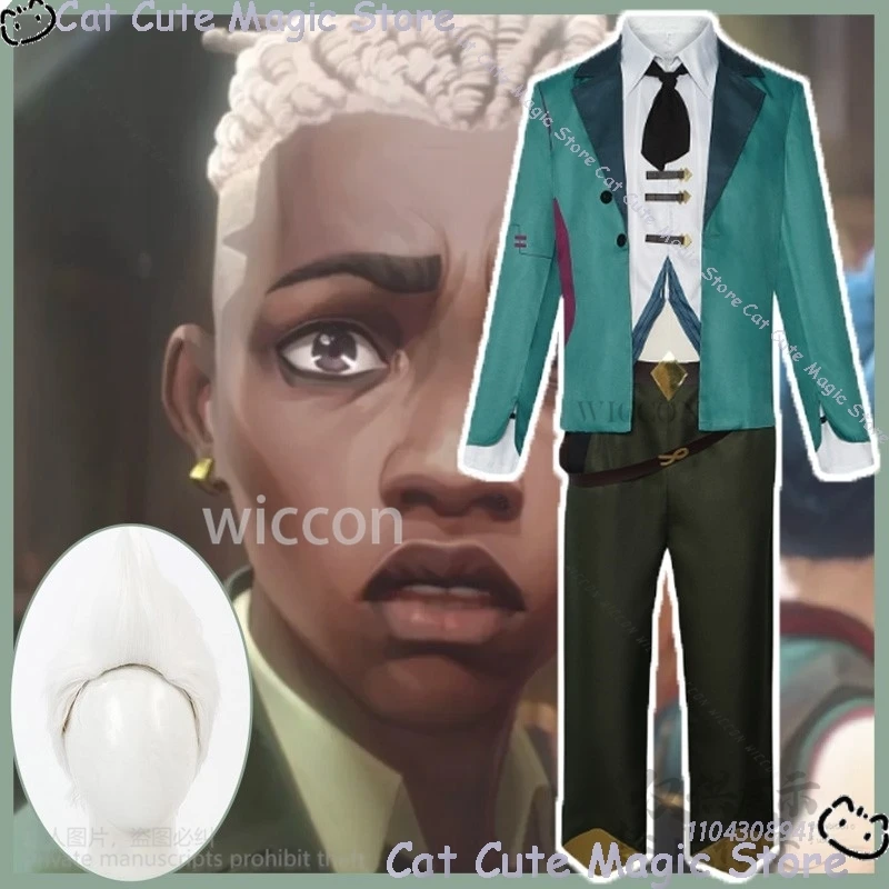 Ekko Cosplay Anime Game LOL Arcane S2 Costume Green Suit Uniform Top Pants Wigs For Man Halloween Christmas Party Customized