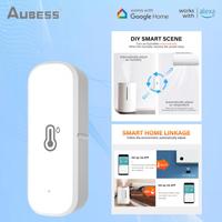 Aubess Tuya Smart Zigbee WiFi Temperature And Humidity Sensor Indoor Thermometer Temperature Monitor Via Alexa Google SmartLife