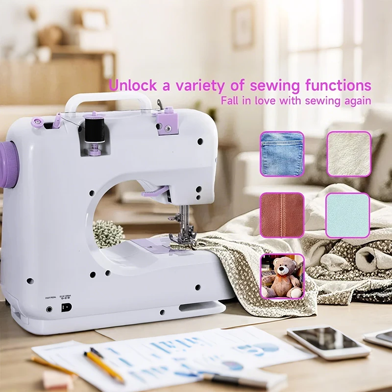 

〔R〕Upgraded Portable Electric Sewing Machine Set With 12 Stitches Patterns, Multifunctional Home Sewing Machine Parents Sewing