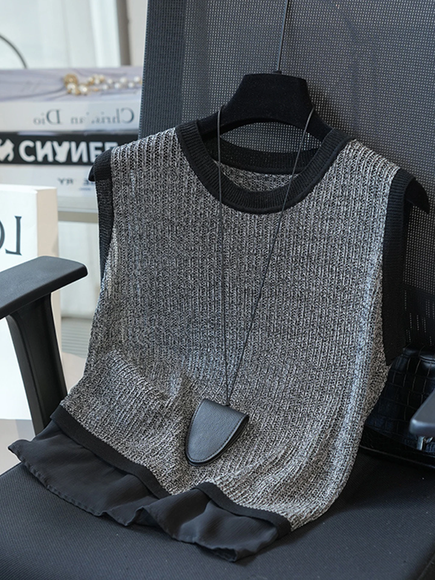 

Loose round Ne Knitwear Svel Overhead Casual High-End Women's Faion Commute Sle Mid-Length Regular Fit Knit Top