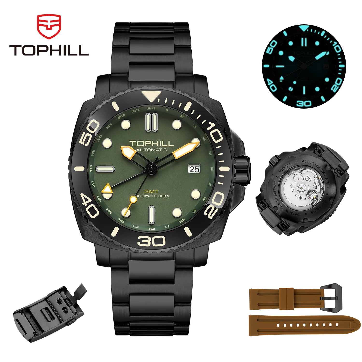 

TOPHILL Dive watch nh34 Submarine automatic GMT luxury Sapphire Ceramic bezel 300M Waterproof for diving reloj