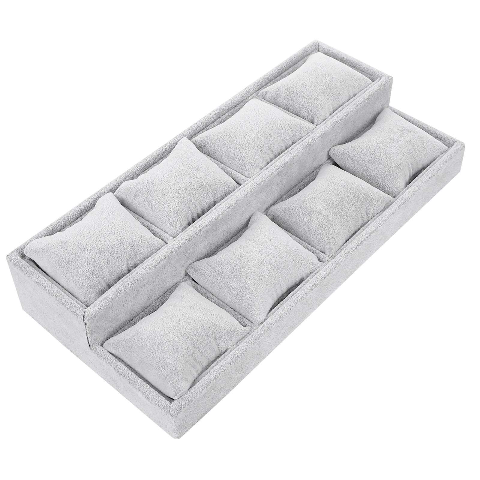 

Velour Jewelry Display Tray Double-Layer Watch Bangle Storage Organizer Gift For Home Party Decor Lightweight Sturdy