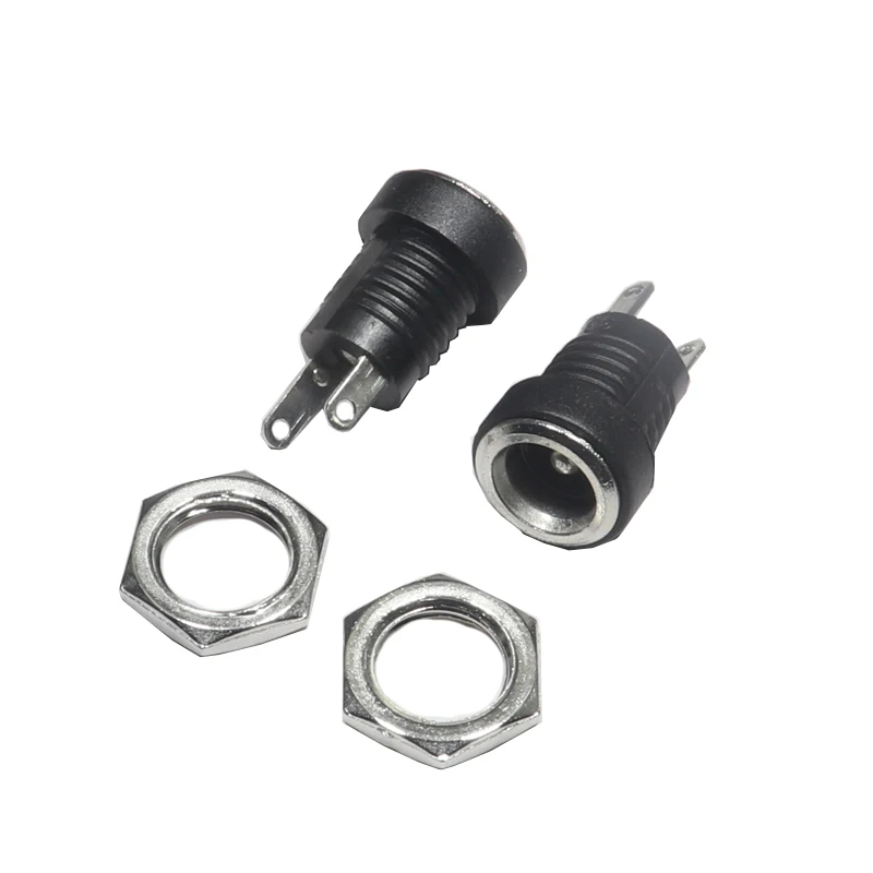 【5PCS】3A 12V 5.5x2.1mm Plastic Male Plugs DC022 DC Power Socket Female Jack Screw Nut Panel Mount Connector 5.5*2.5MM