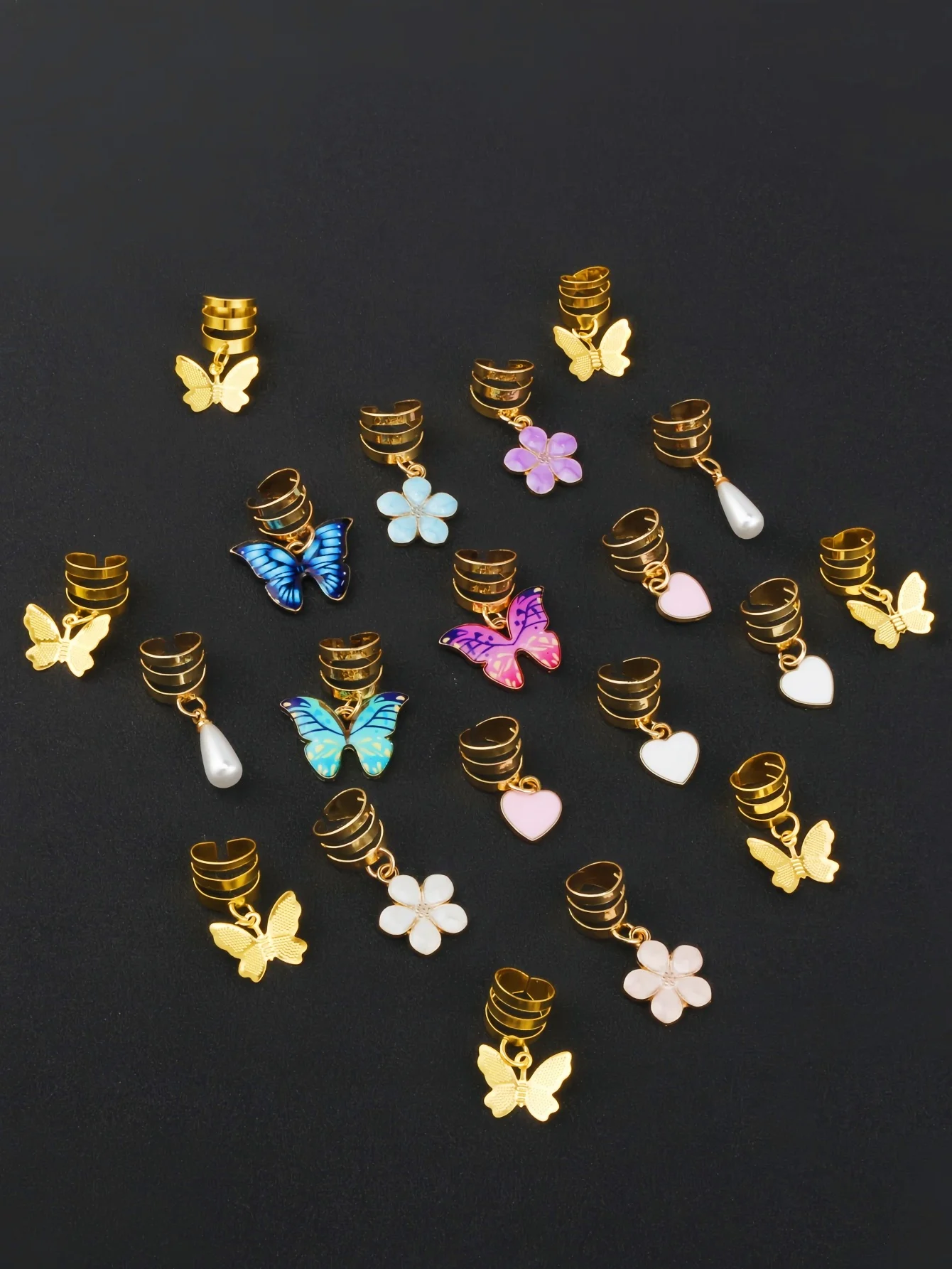 The best-selling dreadlock hair band pendant, butterfly heart hair ring, is fashionable and cute image 3