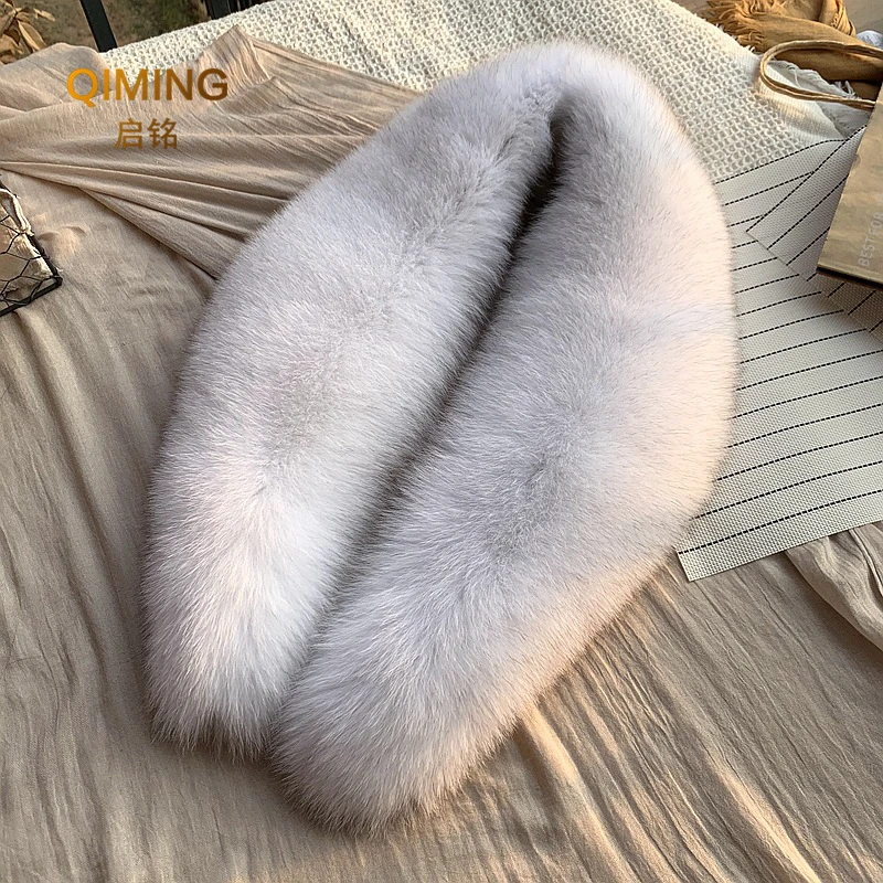 Winter Real Fox Fur Collar Woman Black Natural Fur Scarf Shawl For Women Collars Wraps Neck Warmer Fur Scarves Luxery Scarf Men