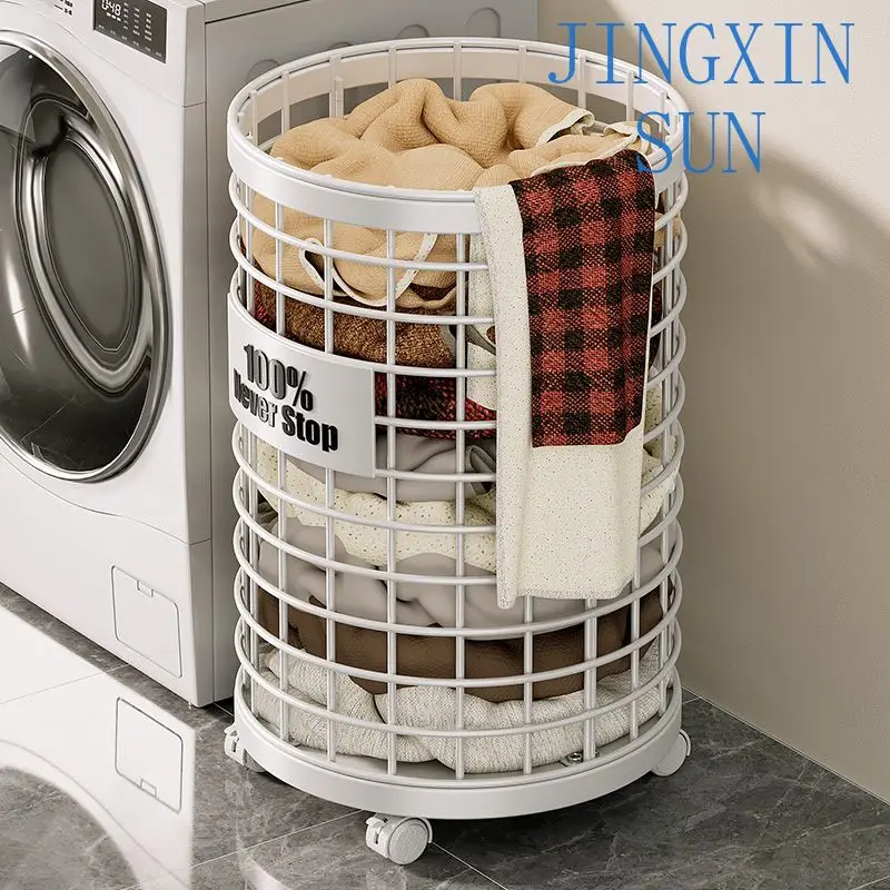Metal Luxury Laundry Basket Extra-Large Storage Bin Rust-Resistant Clothes Organizer Wheeled Hotel Laundry Hamper