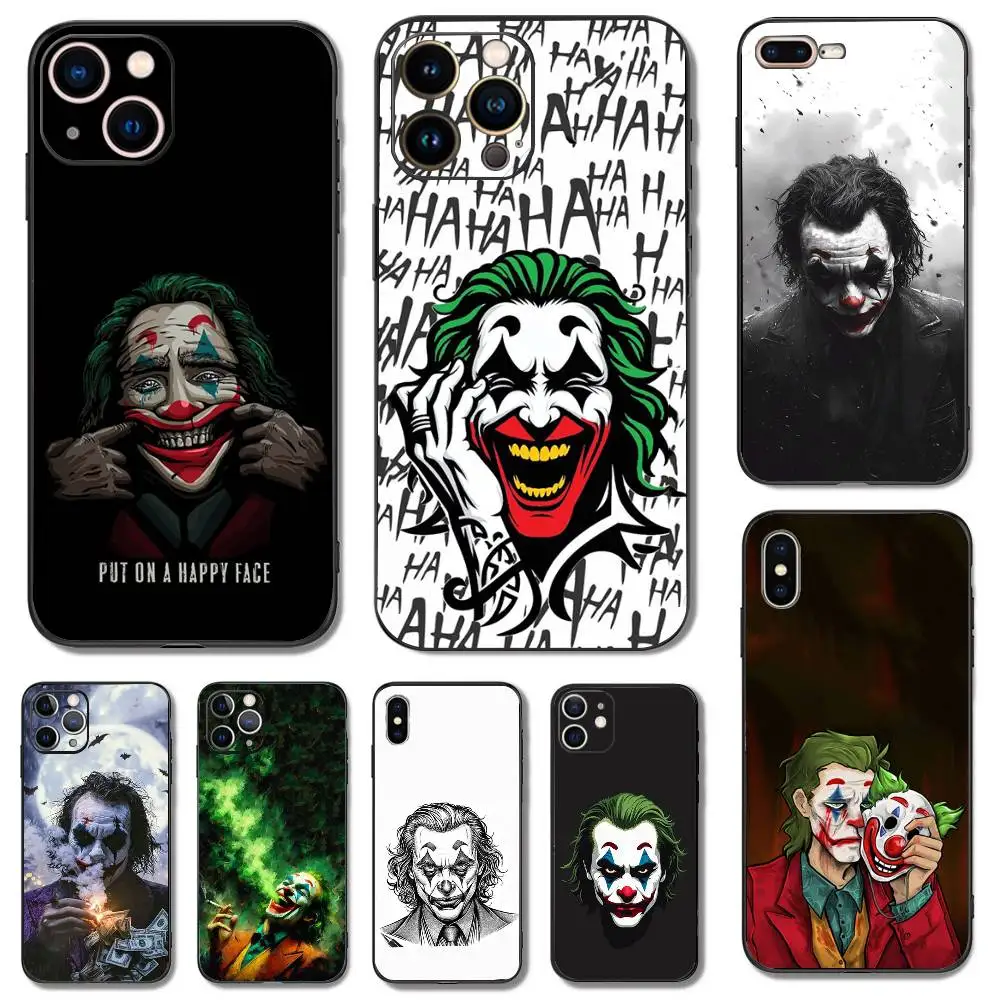 

Cool J-Jokers C-Clown Phone Case For iPhone 16,15,14,13,12,11,Pro,X,XS,Max,XR,Plus,Mini Soft Silicone Black Shockproof TPU