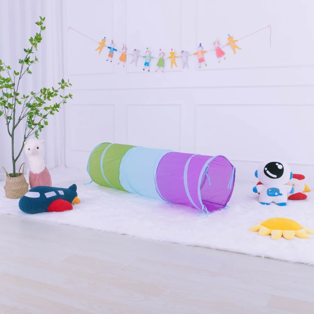 Portable Children's Tent Crawling Tunnel Rainbow Tent Kids Little House Play House Tipi Tent Indoor Toy Tube Baby Crawling Games