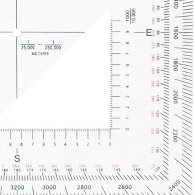 ABJI-Coordinate Scale Practical Transparent Topographical Map Scale Navigation Military Protractor