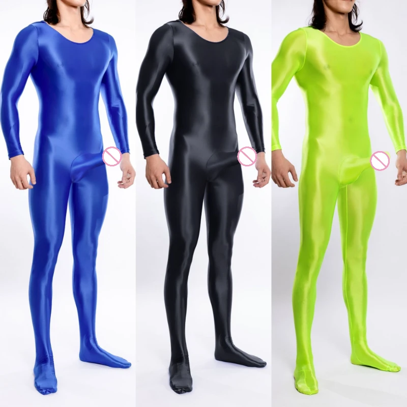 

Мужской сексуальный комбинезон, масляные блестящие глянцевые чулки с разделением пуль, нижнее белье со слоновьим носом, тонкое прозрачное высокоэластичное боди