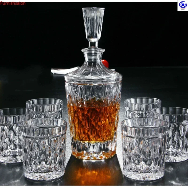 Ensemble d'esprits étrangers en verre de cristal créatif, ornement de bouteille de vin scellé avec couvercle, carafe, ensemble de pichet de bouteille de vin