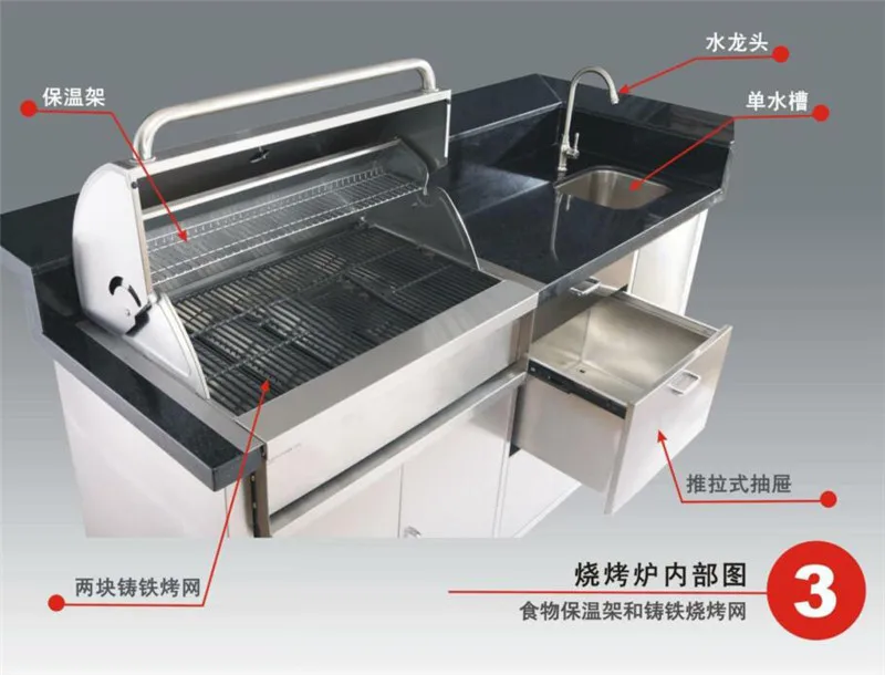 hot sale custom BBQ stainless steel outdoor Garden kitchen cabinets