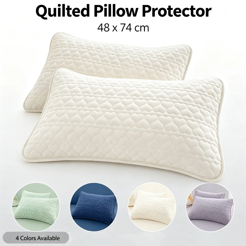 1Pcs Anti Mite & Anti Stains Pillowcase Set Sweat & Oil Proof Pillow Protector Inner Liner Pillow Cover for Hygiene & Comfort