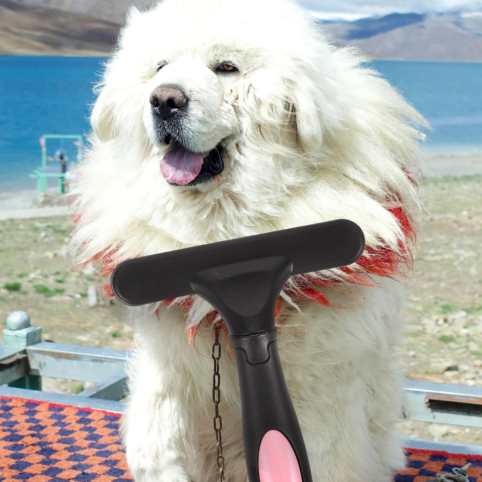 

Pet Grooming Comb Metal Teeth Pink Large Dog Cat Horse Hairbrush Cleaning Tool Durable H Shedding Brush For Pets