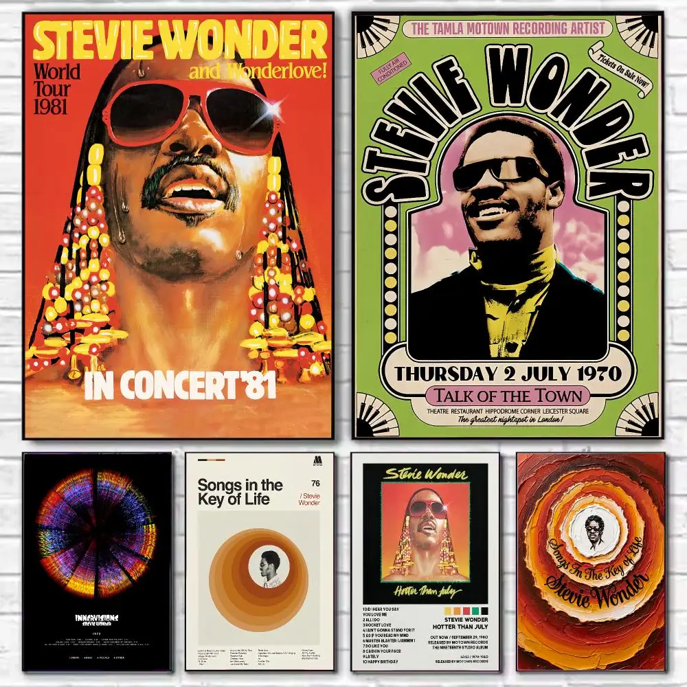 Legendary Artist S-Stevie Wonder Poster HD Decorative Wall Art for Living Room Bedroom Café Stylish Home Décor Gift